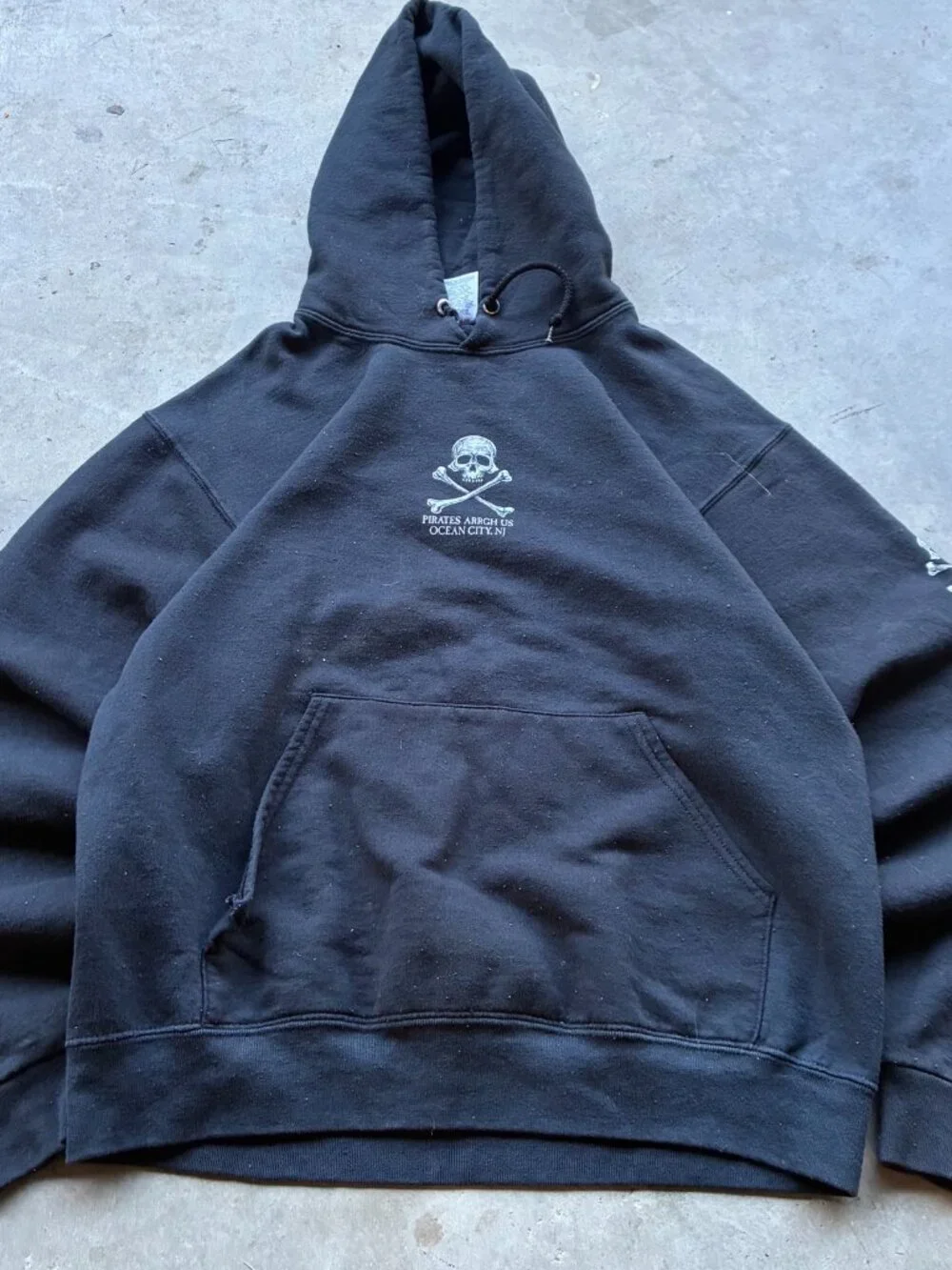 Vintage Y2K Pirates Arrgh Us Ocean City NJ Skull Crossbones Hoodie Black M